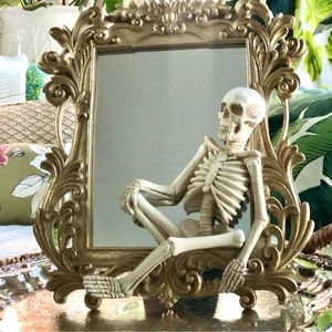 NEW! Halloween Skeleton 💀Gold Framed Mirror